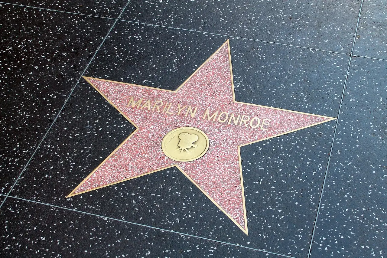 Marilyn Monroe's pink and brass star on the Hollywood Walk of Fame